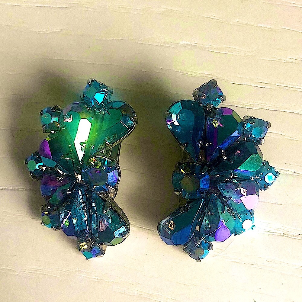 Vintage Aurora Borealis crystal earrings